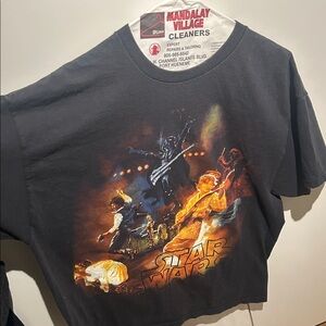 Star Wars Black Graphic Short Sleeve Tee with Multicolor Rock Concert Artwork